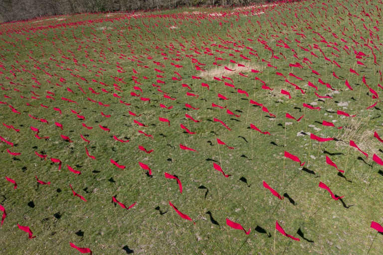 Sur un champ de bataille de 14-18, 16.000 drapeaux rouges "pour la paix"