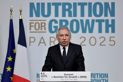 le Premier ministre français, François Bayrou lors du sommet "Nutrition for Growth" à Paris, le 27 mars 2025