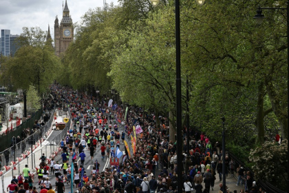 Des participants au marathon de Londres, le 21 avril 2024