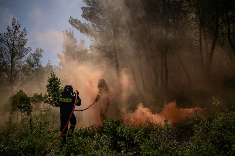 Sur les hauteurs d'Athènes, les pompiers s'entraînent face au risque de nouveaux incendies