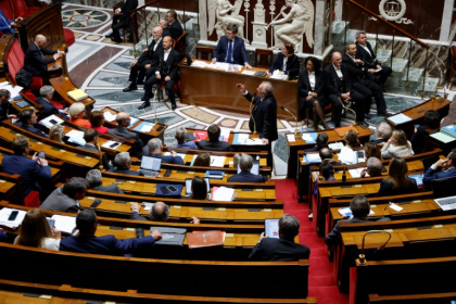 L'Assemblée Nationale pendant un discours du premier ministre François Bayrou, à Paris, le 29 avril 2025 - Ludovic MARIN