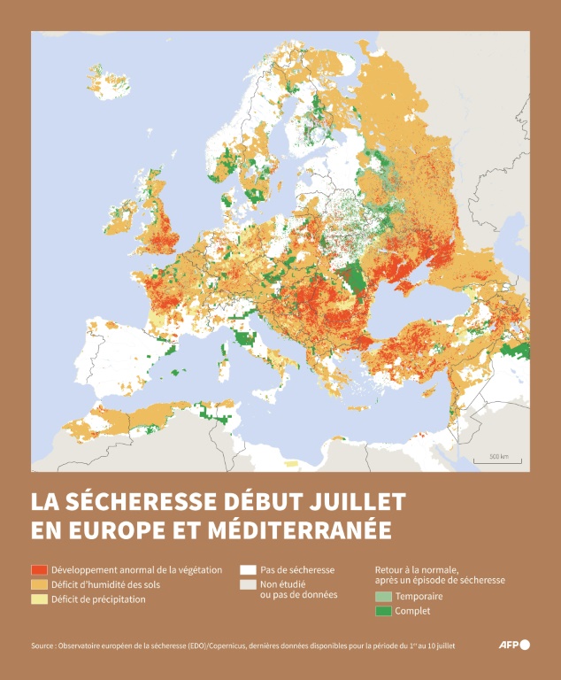 Sécheresse record pour un début juillet en Europe et sur le pourtour méditerranéen