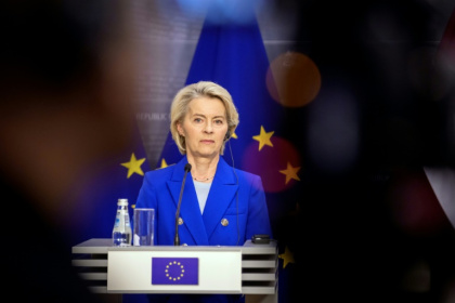 La présidente de la Commission européenne, Ursula von der Leyen, à Riga, le 29 août 2025 - Gints Ivuskans (AFP)