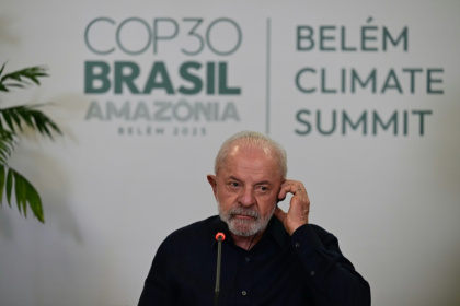 Le président brésilien Luiz Inacio Lula da Silva lors d'une interview avec des agences internationales, dont l'AFP, le 4 novembre 2025 à Belem, au Brésil, à deux jours de l'ouverture de la COP30 - Photographe inconnu (AFP)