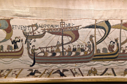 Photo transmise le 17 janvier 2018 par la mairie de Bayeux montrant une tapisserie représentant la bataille d'Hastings, qui conduisit il y a près de 1.000 ans Guillaume le Conquérant à s'emparer du trône d'Angleterre - Stephane MAURICE (AFP)